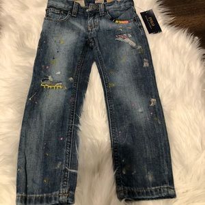 Paint splattered distressed Polo jeans